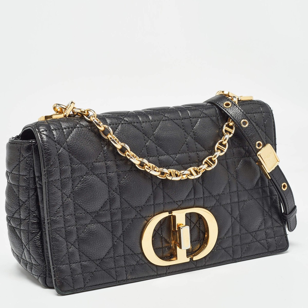 Dior Black Cannage Leather Medium Caro Shoulder Bag | eBay