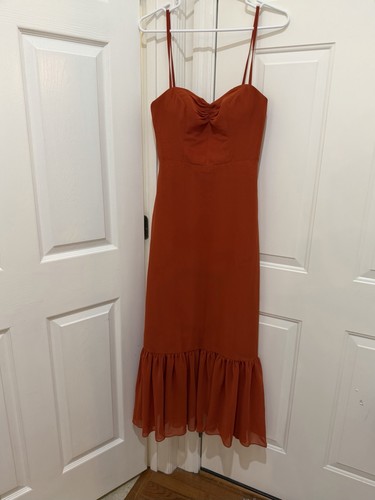 Azazie Rust Orange Chiffon Maxi Dress Size A4 Fall Wedding Bridesmaid