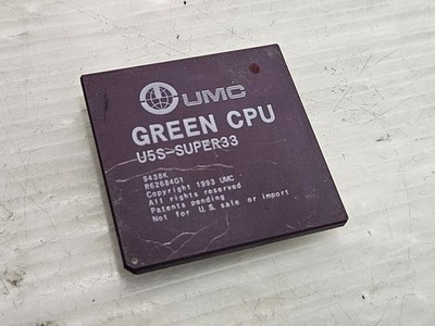 UMC GREEN CPU, U5S-SUPER33, 33MHz, Socket 3, 5V, Rare Vintage CPU, Working