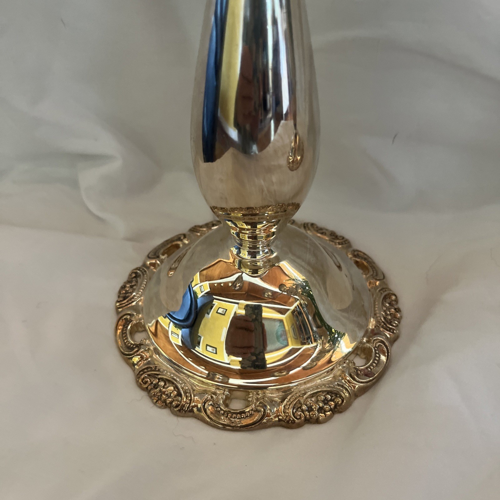 Vintage Wallace Baroque Silverplate 3 Arm Candleabras Candle Holders Set Of 2