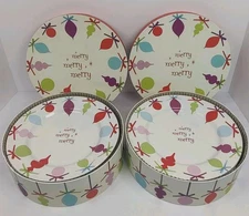 Rosanna “Merry Merry Merry” Christmas Salad Plate Set 8 Colorful Ornament Design