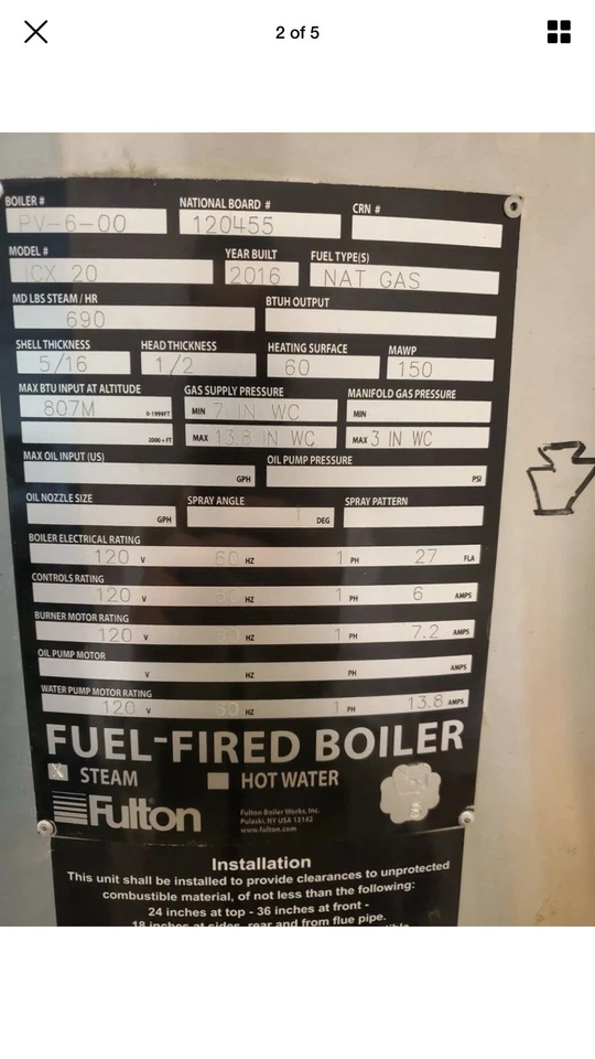 Caldera de vapor Fulton 20 HP Foto 2 de 2