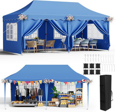 Gazebo 3X6 Pieghevole Impermeabile Con 6 Pareti Laterali, Antivento Tenda UV 50+