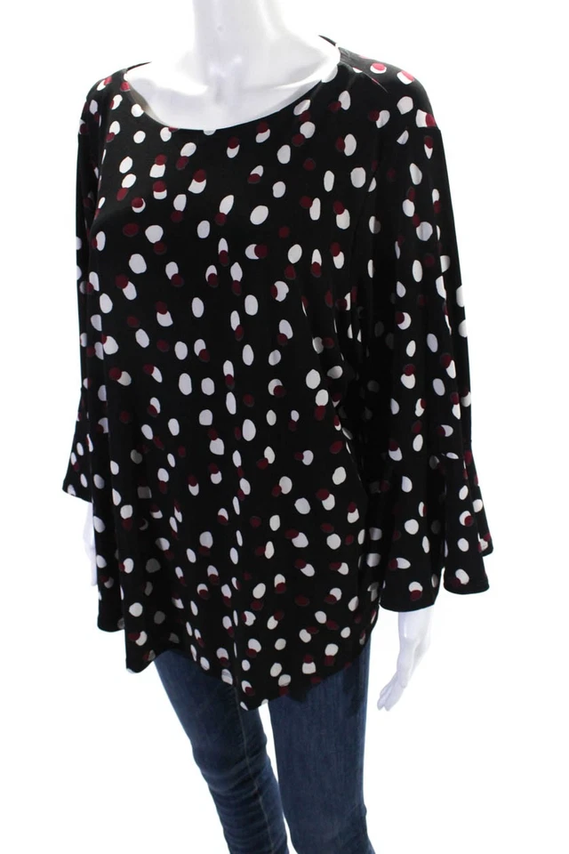 Blusa Carmen Carmen Marc Valvo Mujer Lunares Manga Volantes Negra Talla 2X Foto 2 de 4
