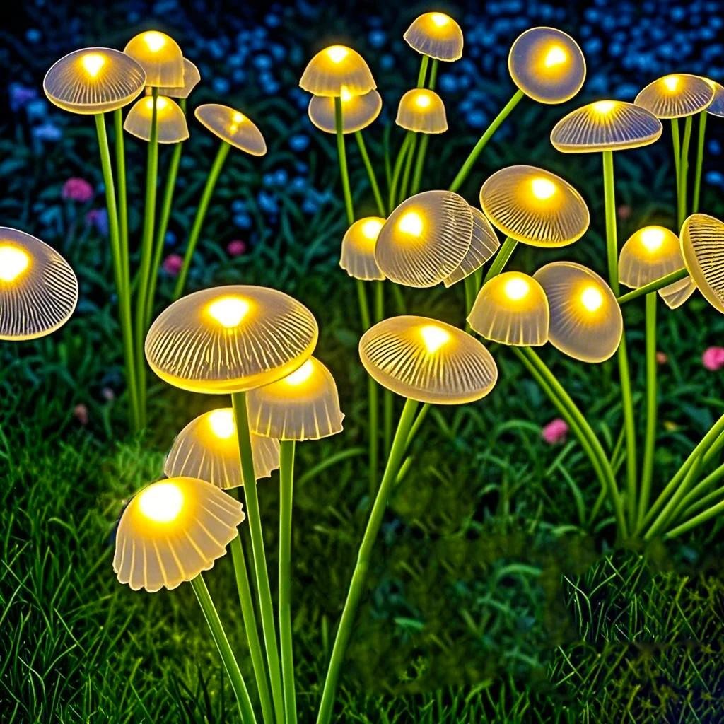 Solar Garden Lights Dual Mode LED Solar Mushroom Lights Waterproof Decor Yard Pa