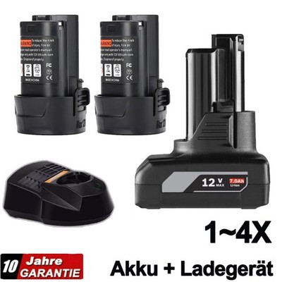 Original Für Bosch GBA 12V 7.0Ah 4.8Ah Akku & Ladegerät BAT411 Li-ion GSR GDR DE