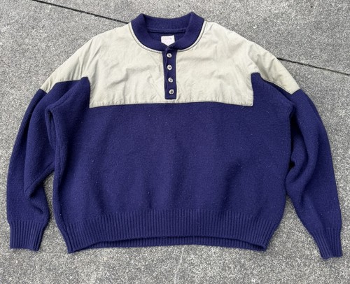 Filson, Maglione Filson Guide Vintage Uomo 2XL Blu Lana Cotone Yoke Henley Shooting.