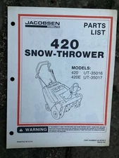 Original Vintage Rare Homelite Jacobsen 420 Snow Thrower Parts List 11 pages