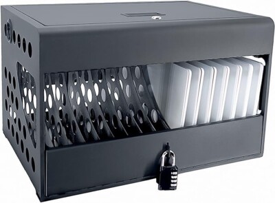 16-Device Charging Station for iPads, Laptops - Tablet Charging Cabinet w/ Lock