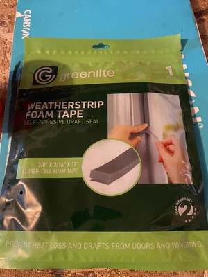 Greenlite Weatherstrip Foam Tape Self Adhesive Draft Seal 3/8'' x 3/16'' x 17'