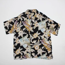 Go Barefoot In Paradise Hawaiian Shirt Men's XL Button-Up Vintage Made in USA