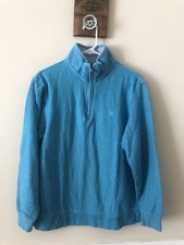 Izod Saltwater Relaxed Classics Mens Size L Teal Blue 1/4 Zip Pullover Sweater