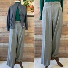 Vintage 1990s High Waisted Rayon Plaid Trousers Sz 16P Academia Style