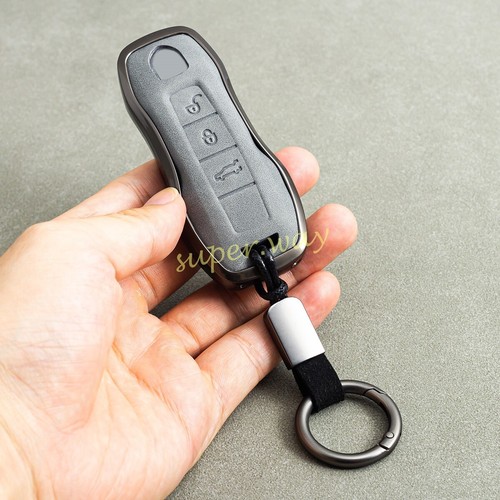 Metal Leather Car Key Case Fob Keychain For Porsche 911 Taycan Cayenne Panamera - Picture 3 of 11