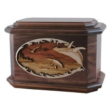 Wood Cremation Urn Wooden Urns - Walnut Whale Octagon