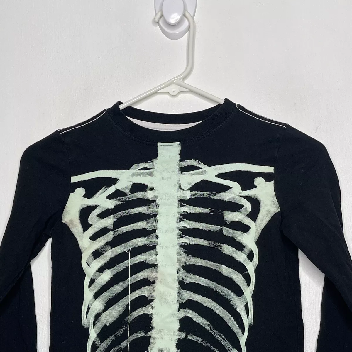 Boys Matching Family Halloween Glow In The Dark Long Sleeve Skeleton  Graphic Tee