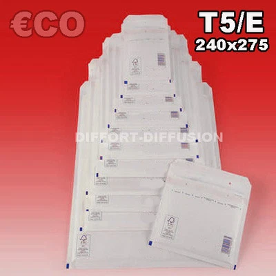 Lot 100 Enveloppes à bulles pochettes Blanches ECO 220x265 mm 5/E (ext. 240x275) - Photo 1/2