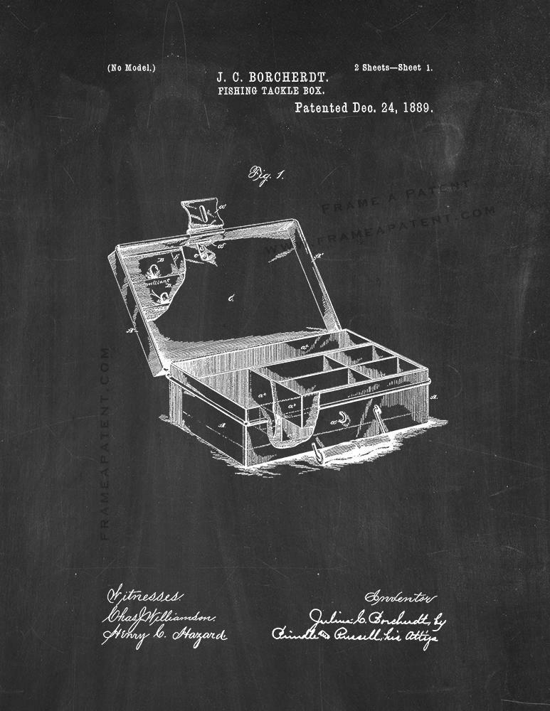 Fishing Tackle Box Patent Print Chalkboard Fishing Tackle Box Patent Print Chalkboard