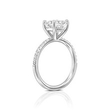Bague de fiançailles femme 2,42 CT G/VS2 taille coussin diamant or blanc 18 carats