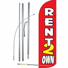 Rent 2 Own Flag Flutter Feather Banner Swooper Extra Wide Windless Bundle Kit
