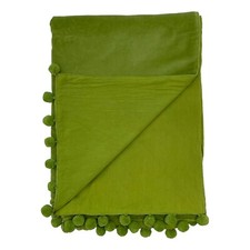 Velvet Sofa Throw with Pom Poms, Velvet Bed Throw, Choice of Colours
