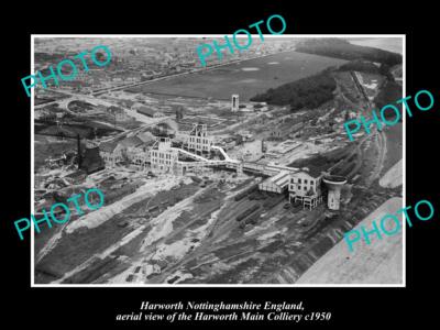 OLD LARGE HISTORIC PHOTO HARWORTH NOTTINGHAMSHIRE ENGLAND AERIAL VIEW c1950 2