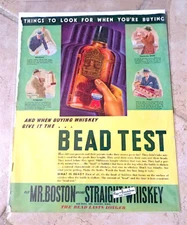 Old Mr Boston Bead Test Straight Whiskey Print Ad 1936