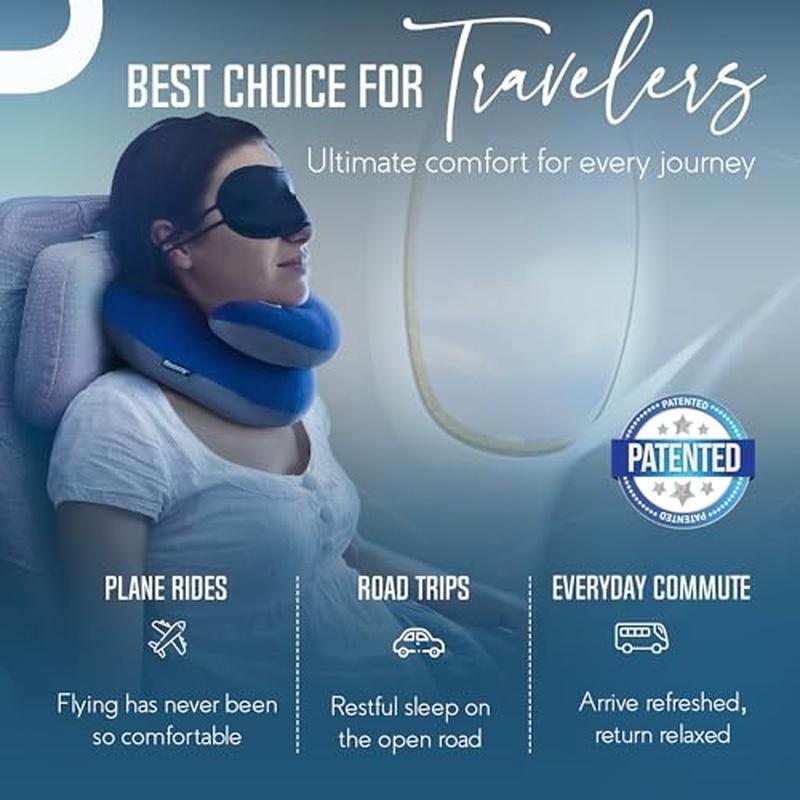 Ergonomic Travel Pillow with Double Support for Neck and Chin Easy to Clean