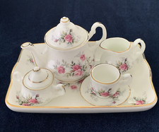 Blue Waters Of England 8 Pc Miniature Rose Tea Set Staffordshire Bone China