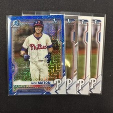 (4) 2021 Bowman Chrome NICK MATON Blue Mojo #'d /150 + Base Paper Lot - Tigers