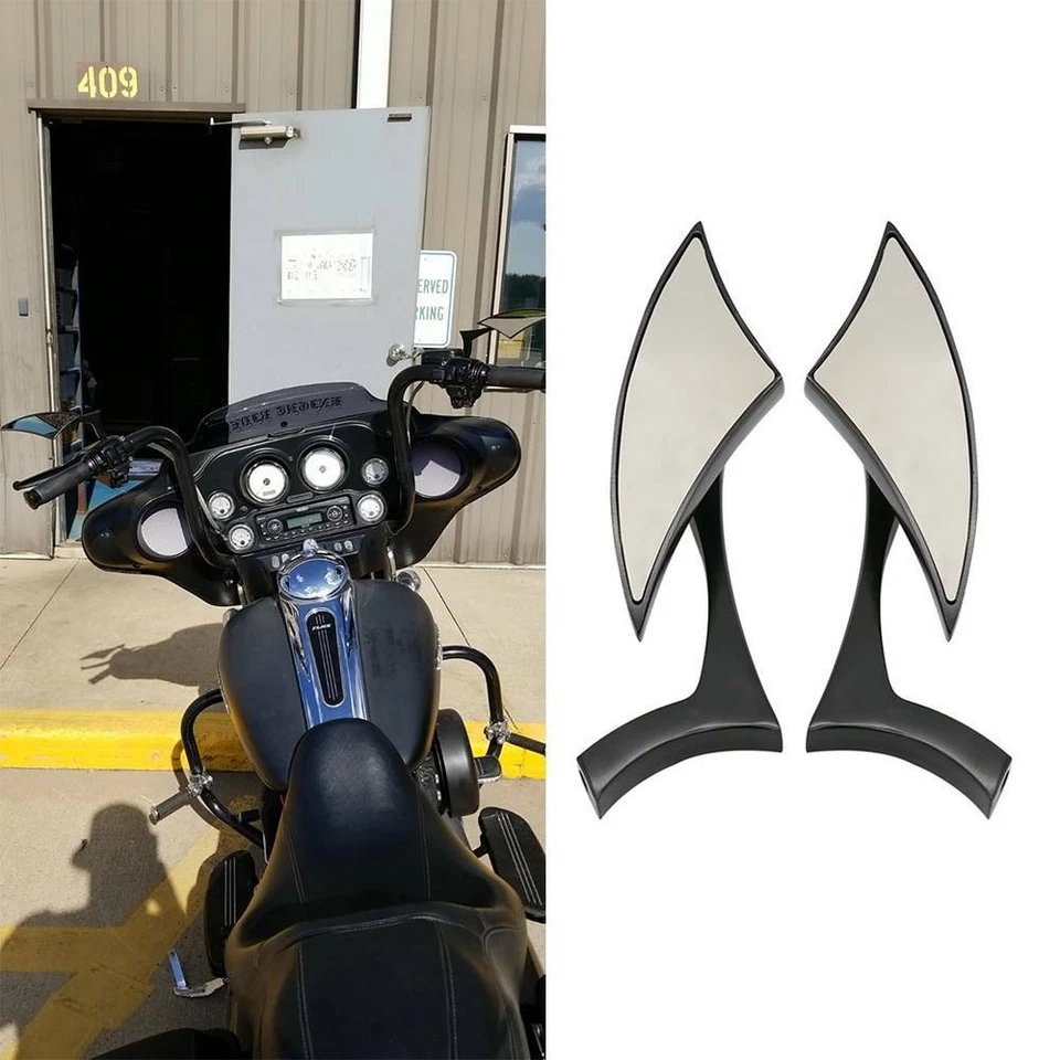 Espejos retrovisores negros para motocicleta Harley Street Glide Road Glide Road King Softail JQ Foto 2 de 4