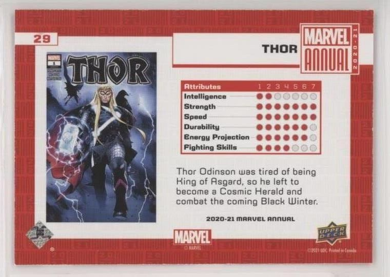 その他 THOR 2021 UPPERDECK MARVEL  2020-21 Upper Deck Marvel Annual Fractal Thor #29 | eBay