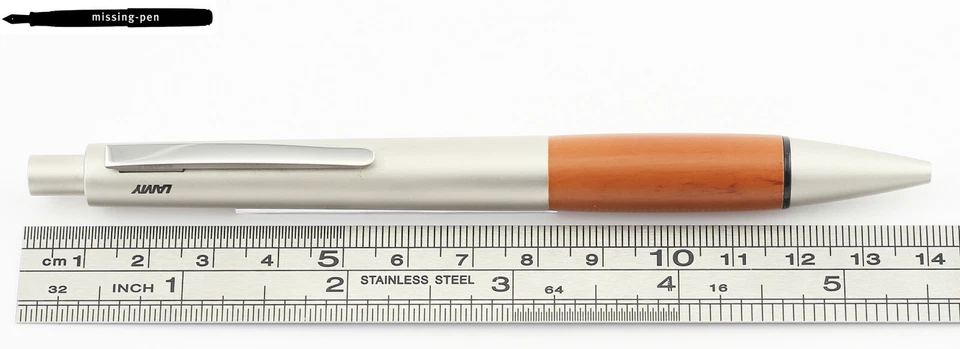 Bolígrafo antiguo Lamy Accent Push en madera plateada-marrón con caja modelo 295 BB Foto 3 de 4