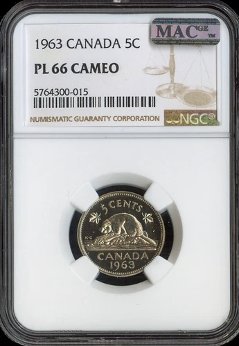 1963 Canada 5 Cents 5C NGC PL66 Cameo MAC - Quality