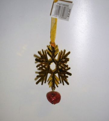 6 Neu Gold Metall Schneeflocke & Glocke Weihnachtsschmuck Christbaumschmuck ANGEBOT
