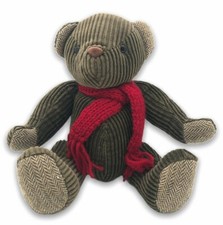 Stuffed Animal Teddy Bear Corduroy Khaki Green Scarf Plush Mervyns