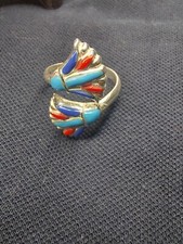 Double lotus flower sterling silver 900 ring