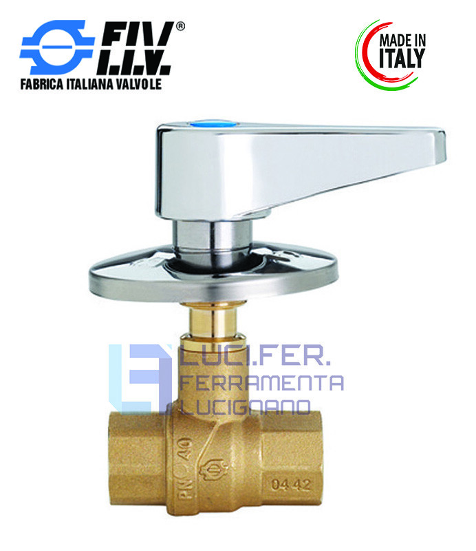 VALVOLA D' ARRESTO A SFERA AD INCASSO 1/2" F.F. CON LEVA E ROSONE CROMATI FIV