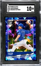 2020 Donruss Optic #103 Jacob DeGrom BLUE CRACKED ICE PRIZM /7 SGC 10 GEM (4/7)
