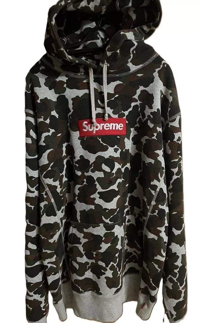 Sweat à capuche camouflage logo boîte rouge Supreme 12AW occasion taille L