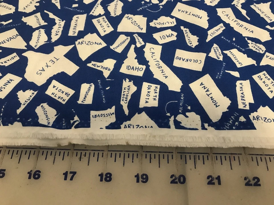 Fun Stars & Stripes tossed States quilters cotton Fabric by yd 44" sewing craft - Image 3 of 3