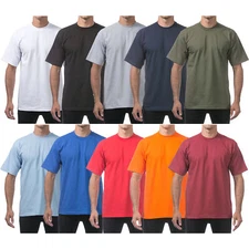 Pro Club Men's Heavyweight Short Sleeve Crew Neck T-Shirt, PROCLUB Plain Tees