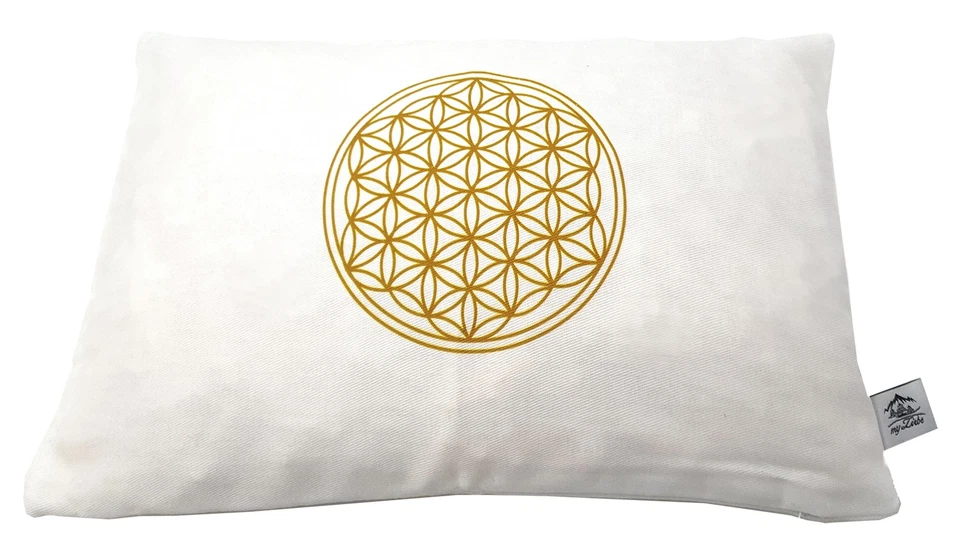 MYZIRBE Zirbenkissen Blume des Lebens 30x20 cm befüllt mit Zirbenspänen aus 100% Alpen