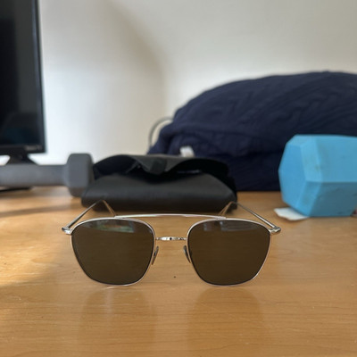  AHLEM Silver Metal Square Sunglasses Gray Plastic Lens Lightweight