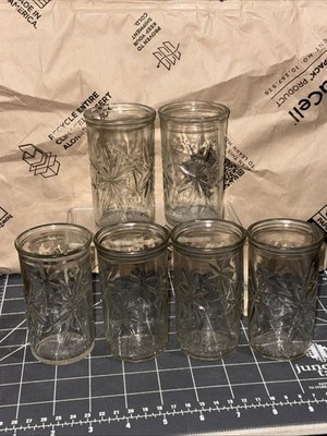 Lot Of 6 Atomic Starburst GLASSES Vintage 4 oz 3 7/8'' ANCHOR HOCKING Juice