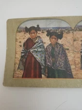 Stereoview Card Moki Indian Maidens 1910's Era