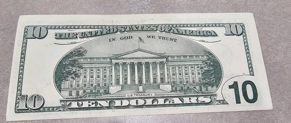 1999 TEN DOLLAR BILL MISALIGNED/MISCUT OFF-CENTER ERROR - Image 2 of 4