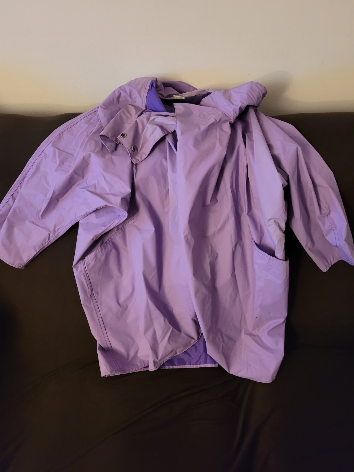 Vintage Raincoat Rain Jacket Light Purple PVC Unlined Unbranded 80's Retro-image
