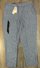 Banana Republic Hayden Pants Pull On Women's Size 6P Trousers Blue Striped NEW