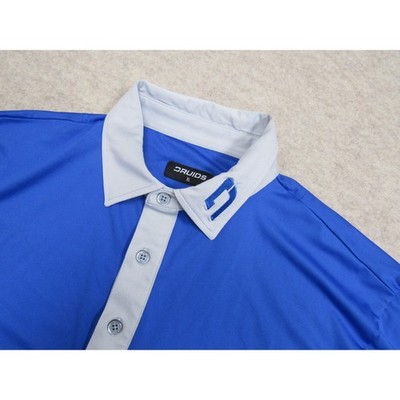 Druids Protech Golf Polo Shirt Mens XL Royal Blue Grey Performance Stretch Short